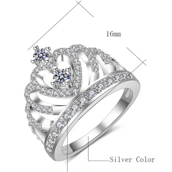 NEW 925 STERLING SILVER CROWN DIAMOND RING - Picture 5 of 5